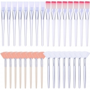 32 Pcs Face Mask Fan Brush Applicator Set Soft Fan Brush Flat Head Facial Brush Esthetician Mask Brush Cosmetic Makeup Tools for Eyelash Extension Peel Mud Clay Mask Cream (Pink)